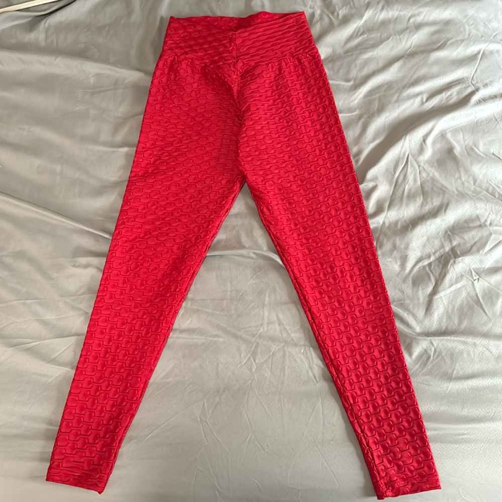 OS Full Length Red Chrome Leggings